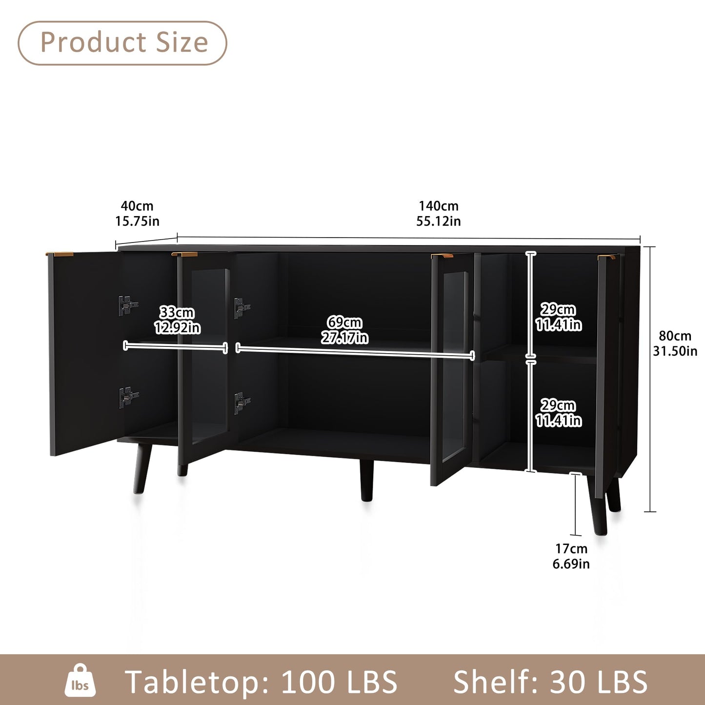 JASIWAY Sideboard Buffet Cabinet with Storage