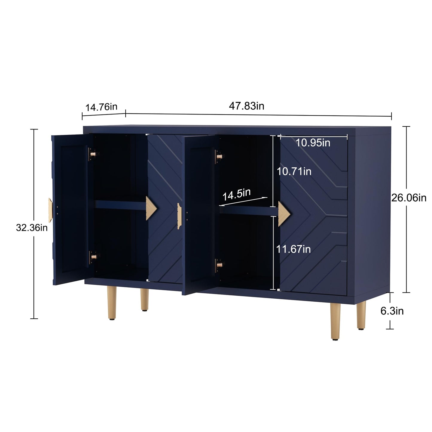 HLR 48" Accent Cabinet with 4 Doors and Shelves