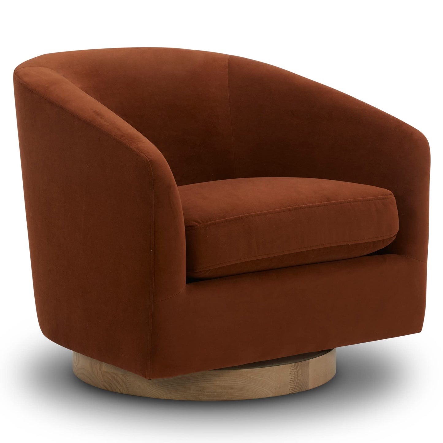 CHITA Swivel Accent Chair, FSC Certified Upholstered Velvet Barrel Chair for Living Room, Burnt Orange