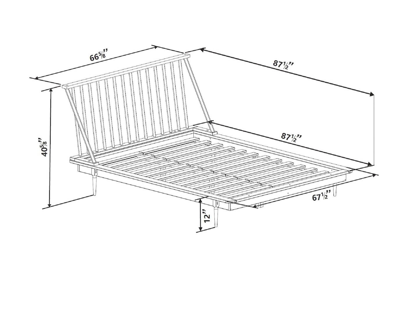 HOME ACCENT FURNISHINGS Queen Modern Wood Spindle Bed - Walnut