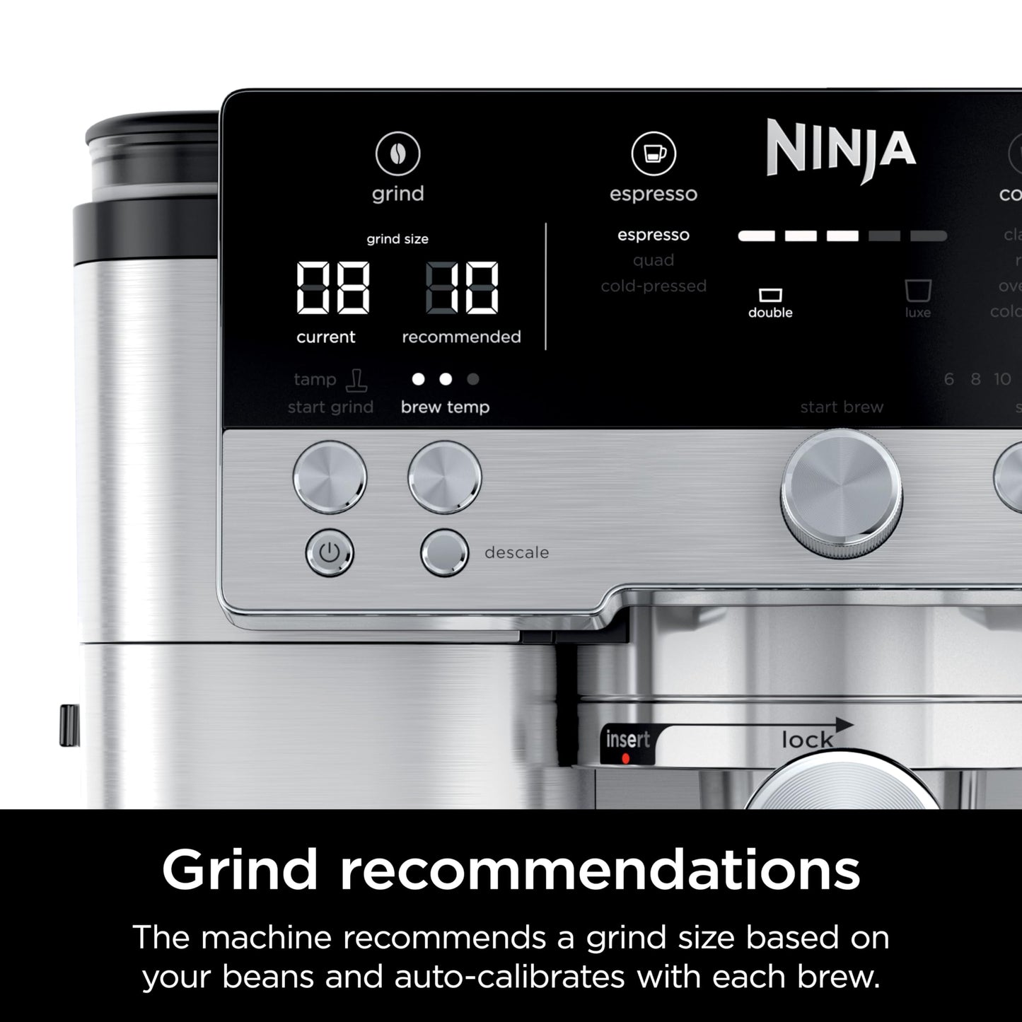 Ninja Espresso Machine, Luxe Café Premier Series, Drip Coffee Maker and Rapid Cold Brew, Integrated Grinder, Assisted Tamper, Hands-Free Frother, for Cappuccinos and Lattes, Dairy or Non-Dairy, ES601