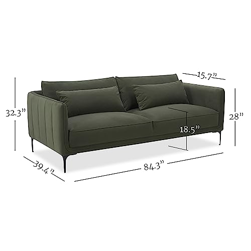 KISLOT Amazon Brand-Reversible Modern Velvet Sofa, 85'', Green