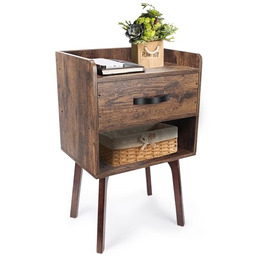 Youmechi Nightstand, Mid-Century Modern Bedside Table