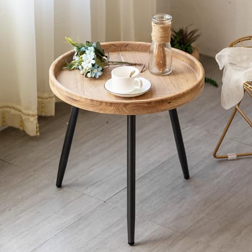 Tiita Round End Table Mental Side Table Nightstand