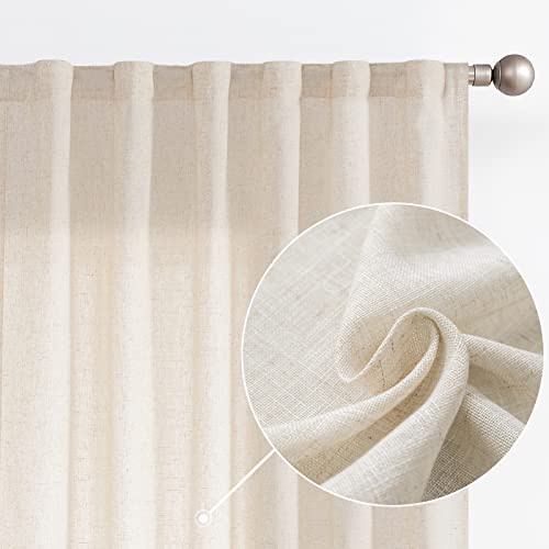 jinchan Linen Beige Curtains 84 Inches