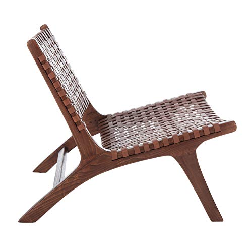 Safavieh Home Luna Cognac and Brown Leather Woven Accent Chair