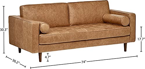 Rivet Aiden Mid-Century Modern Tufted Leather Loveseat Sofa