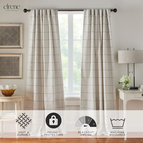 Elrene Home Fashions Brighton Windowpane Plaid Blackout Window Curtain