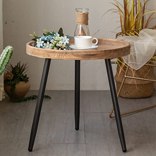 Tiita Round End Table Mental Side Table Nightstand