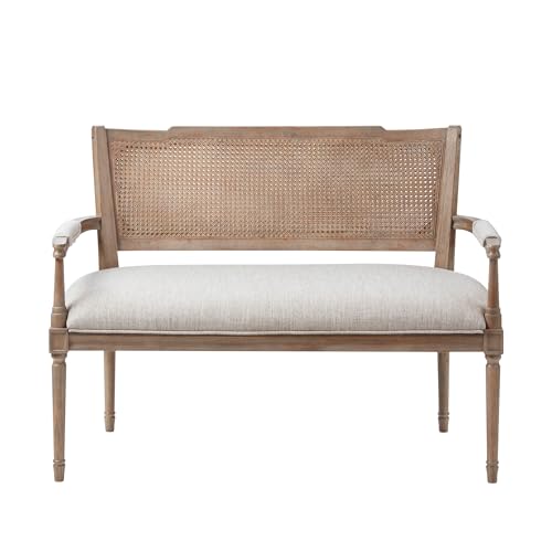 Madison Park Willshire Rattan Settee, Upholstered Seat