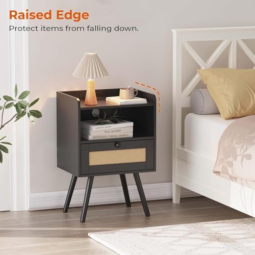 SUPERJARE Nightstand with Charging Station