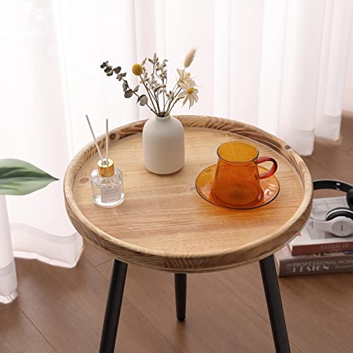 Tiita Round End Table Mental Side Table Nightstand