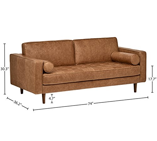 Rivet Aiden Mid-Century Modern Tufted Leather Loveseat Sofa