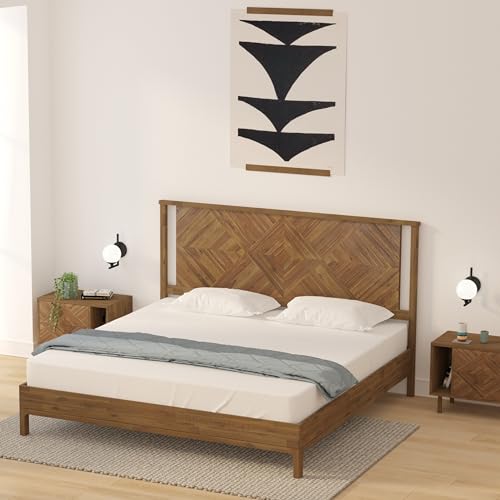 Bme Ethan King Platform Bed Frame with Headboard