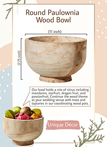 Serene Spaces Living Paulownia Wood Bowl