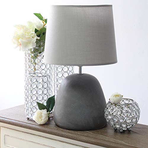 Simple Designs LT2058-GRY Round Concrete Table Lamp