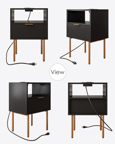 Aobafuir Nightstand with Charging Station