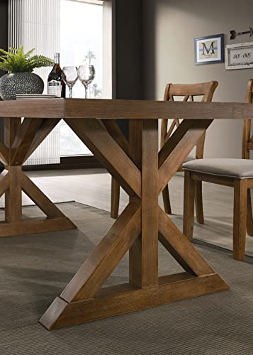 Roundhill Furniture Enna Morden Farmhouse Wood 7-Piece Trestle Dining Set