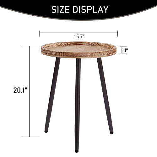 Tiita Round End Table Mental Side Table Nightstand