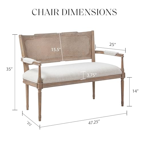 Madison Park Willshire Rattan Settee, Upholstered Seat