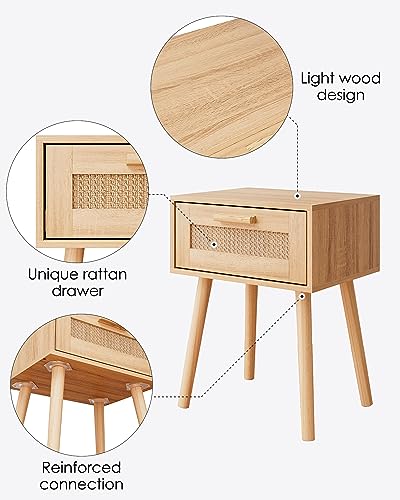 Aobafuir Bedroom Nightstands Wooden Night Stand