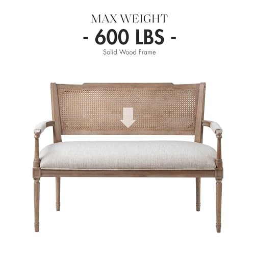 Madison Park Willshire Rattan Settee, Upholstered Seat