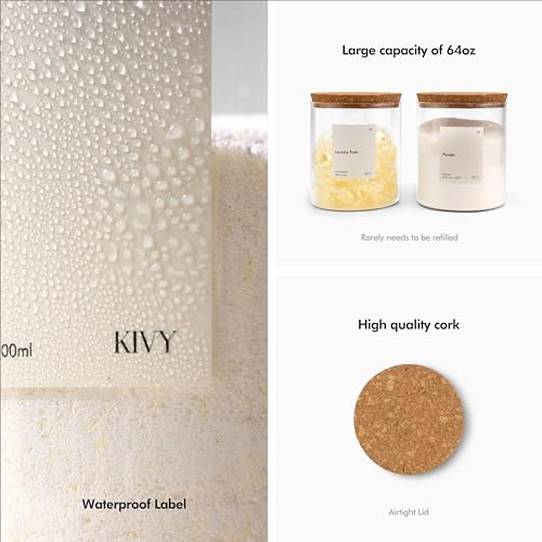 KIVY Laundry Detergent Dispenser Glass Jar + Labels