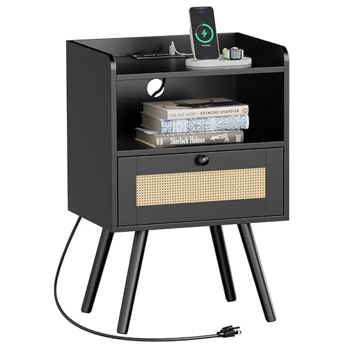 SUPERJARE Nightstand with Charging Station