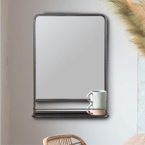 Creative Co-Op Large Metal Framed Mirror with Shelf