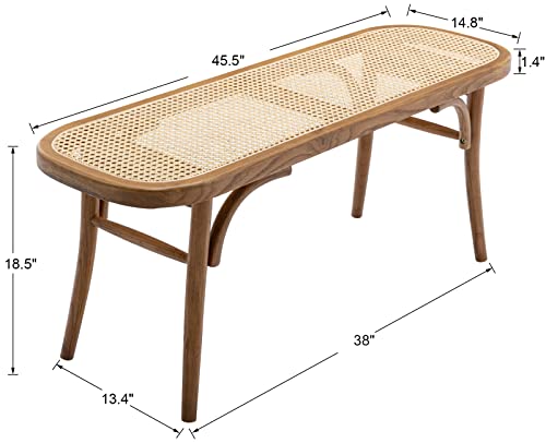 Kmax Upholstered Bench Wicker Rattan Entryway Bench