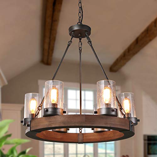 GEPOW Farmhouse Wood Chandelier