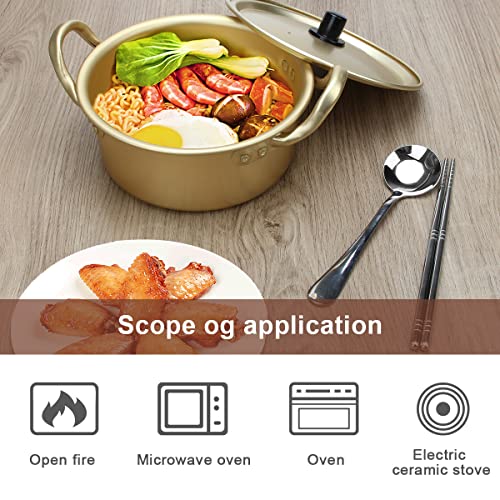 AHIER Ramen Pot, Korean Ramen Cooking Pot With Lid Spoon and Chopsticks