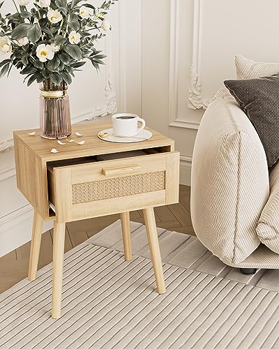 Aobafuir Bedroom Nightstands Wooden Night Stand