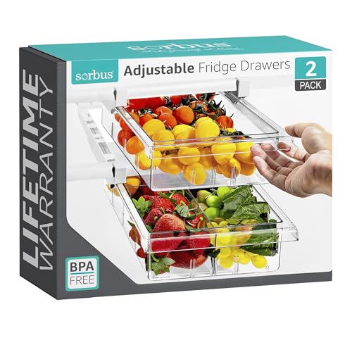 Sorbus Pull Out Fridge Drawer Organizer