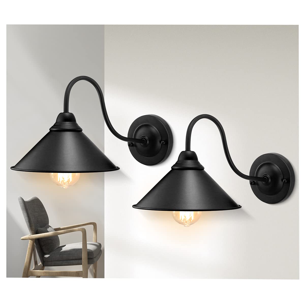 LYOOWNG Black Wall Sconces