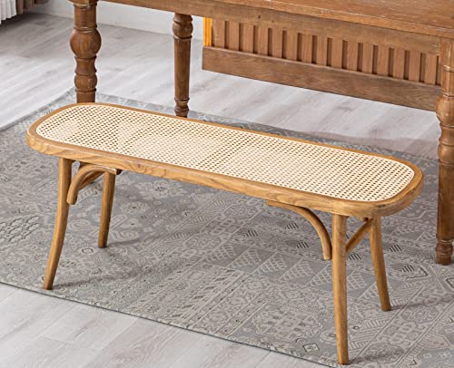 Kmax Upholstered Bench Wicker Rattan Entryway Bench