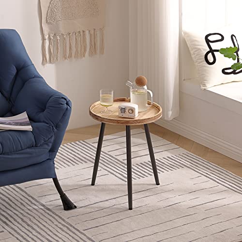 Tiita Round End Table Mental Side Table Nightstand