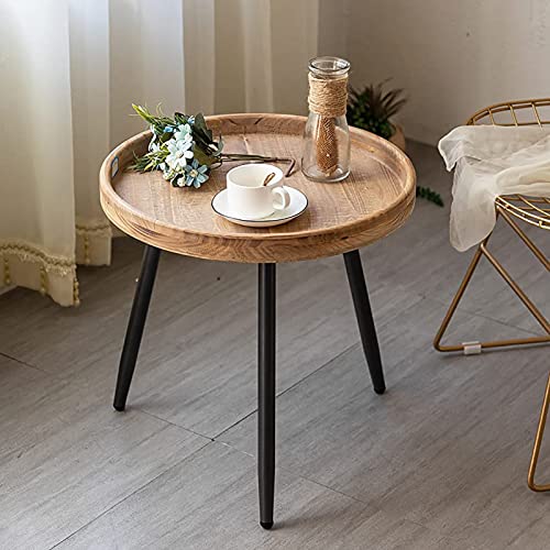 Tiita Round End Table Mental Side Table Nightstand