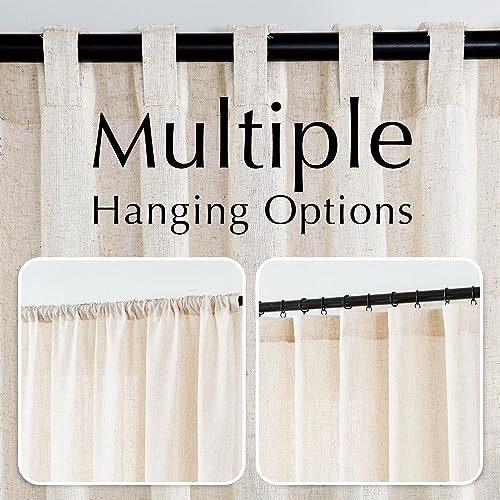 jinchan Linen Beige Curtains 84 Inches