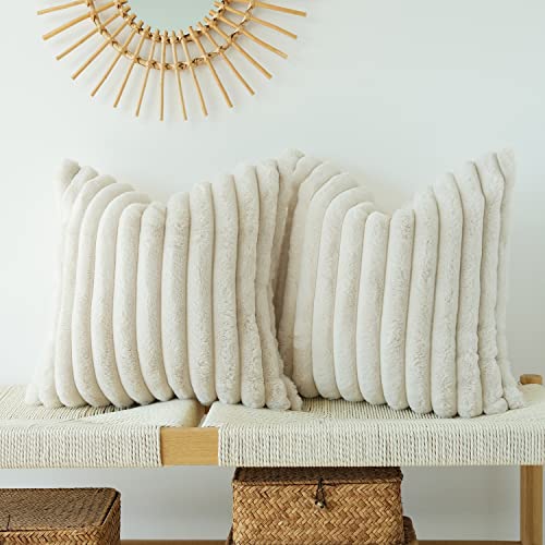 JOJUSIS Faux Fur Plush Throw Pillow Covers