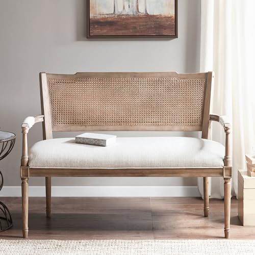 Madison Park Willshire Rattan Settee, Upholstered Seat