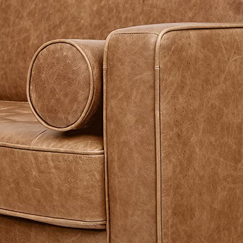 Rivet Aiden Mid-Century Modern Tufted Leather Loveseat Sofa