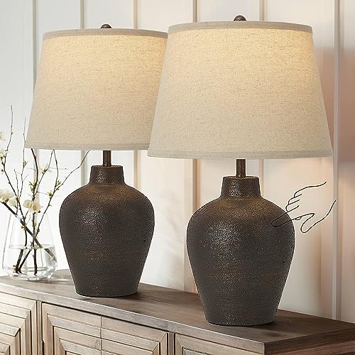 BrightWe Farmhouse Rustic Table Lamps Touch Control