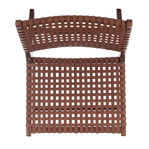 Safavieh Home Luna Cognac and Brown Leather Woven Accent Chair