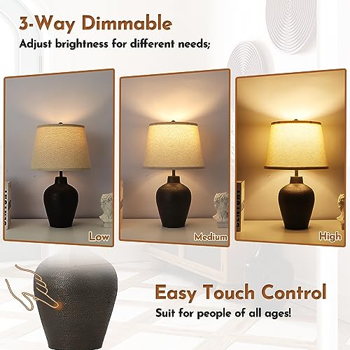 BrightWe Farmhouse Rustic Table Lamps Touch Control