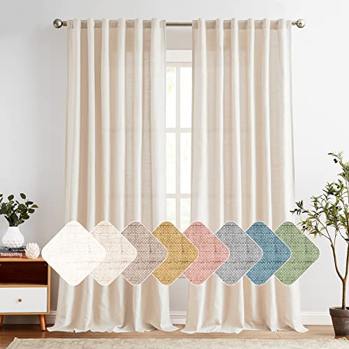 jinchan Linen Beige Curtains 84 Inches