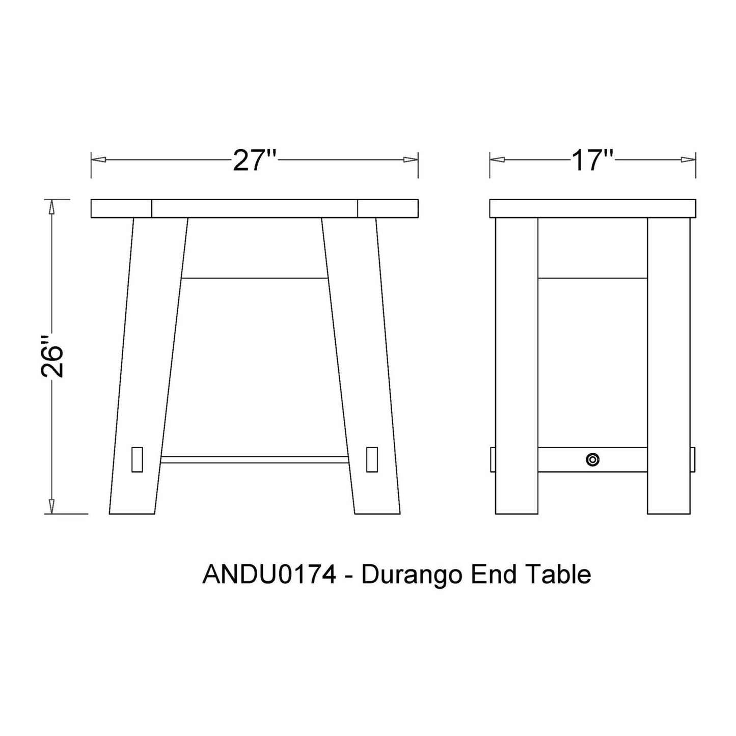 Alaterre Furniture Durango Industrial Wood End Table