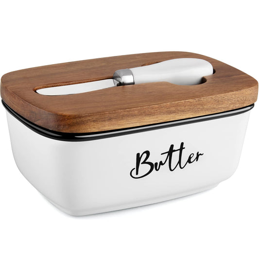 Butter Dish with Lid and Knife for Countertop