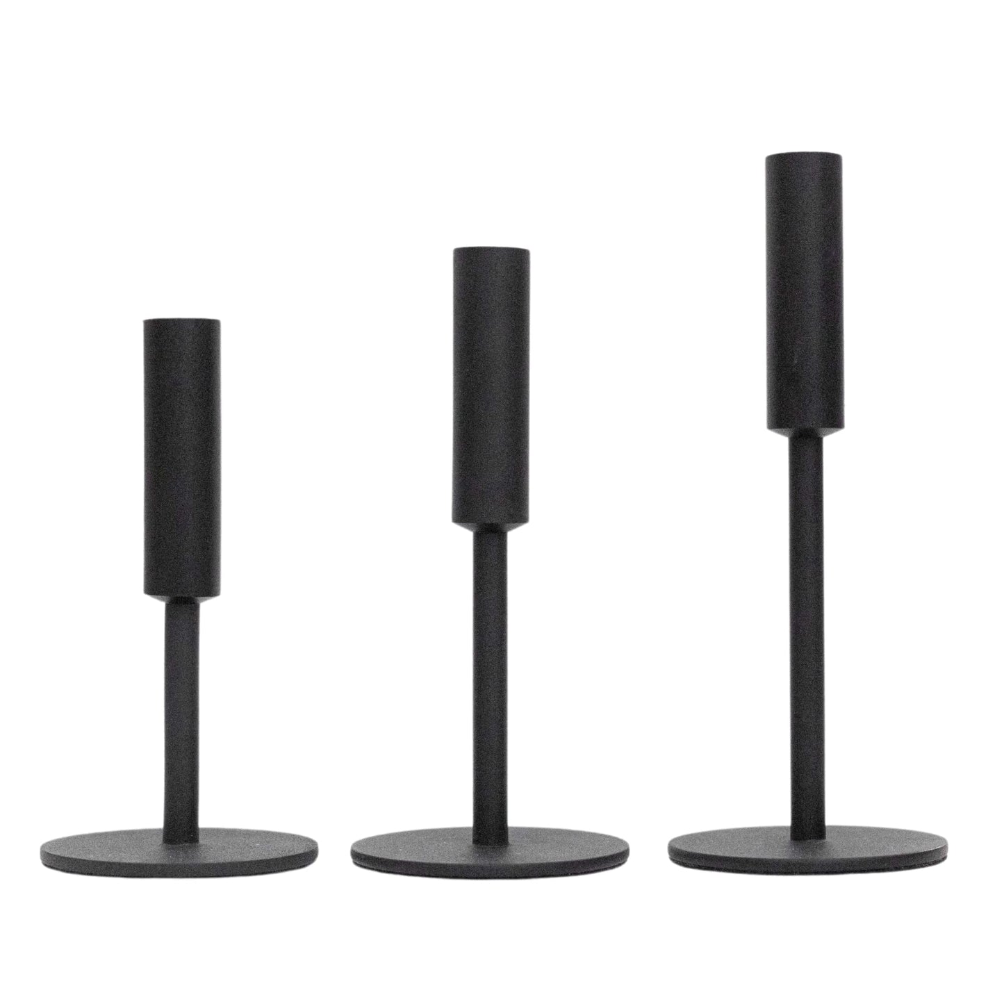 TSG Modern Black Candlestick Holders Set