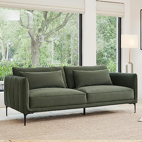 KISLOT Amazon Brand-Reversible Modern Velvet Sofa, 85'', Green